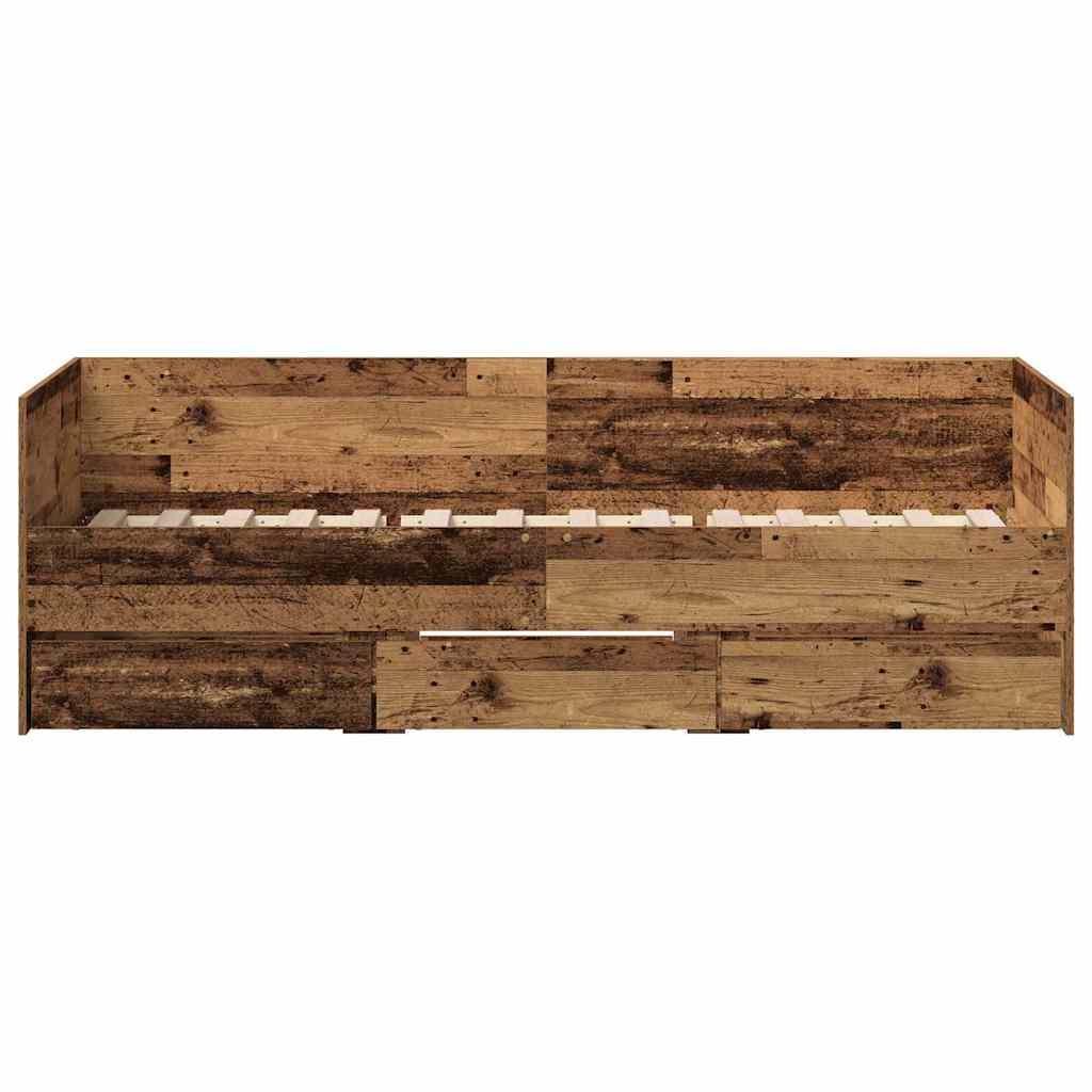 Dagbed met hoofdeinde Oud Hout 90 x 200 cm Bewerkt hout is nu te koop bij PeponiXL, paradijselijk wonen!