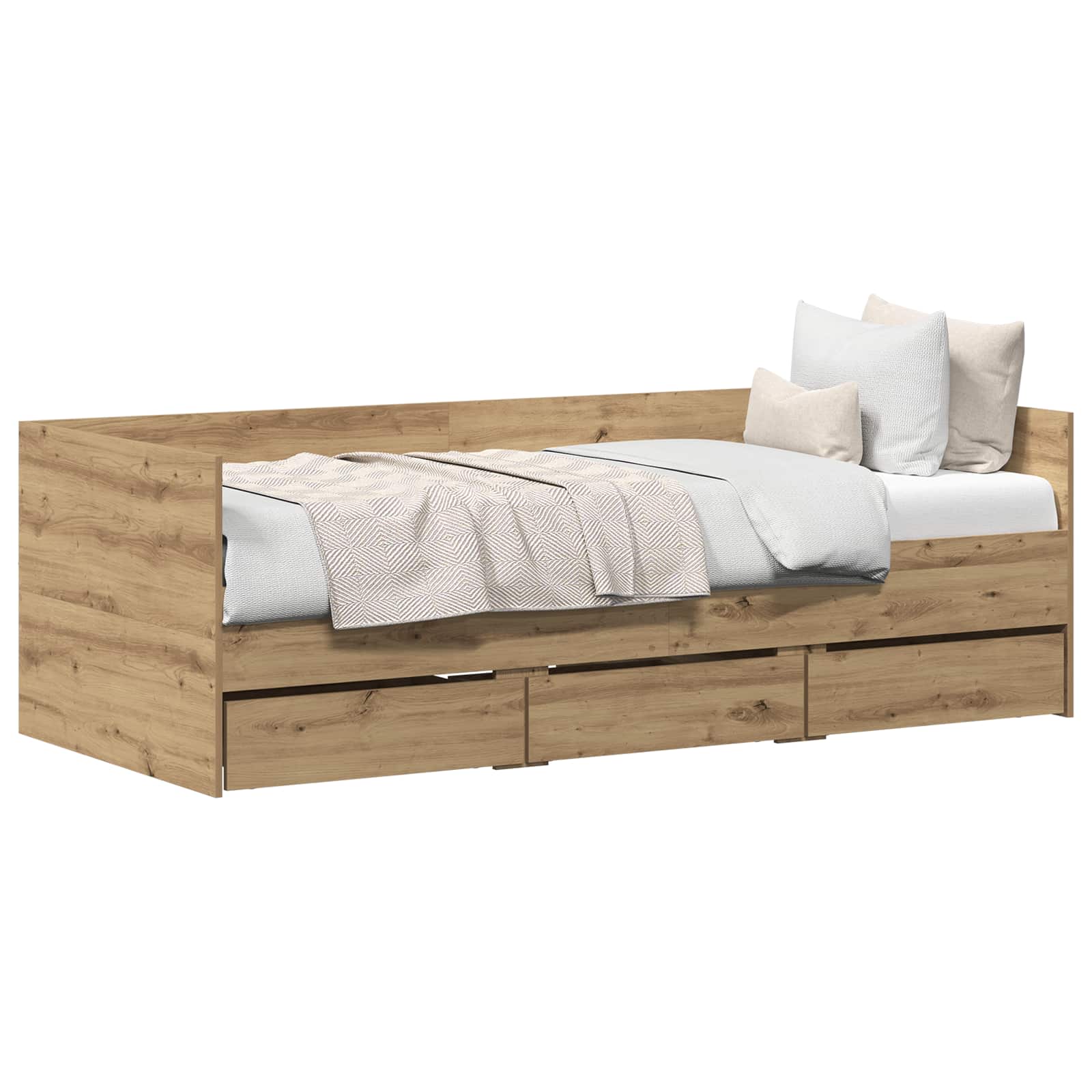 Dagbed met hoofdeinde Artisan Eiken 90 x 200 cm Bewerkt hout is nu te koop bij PeponiXL, paradijselijk wonen!