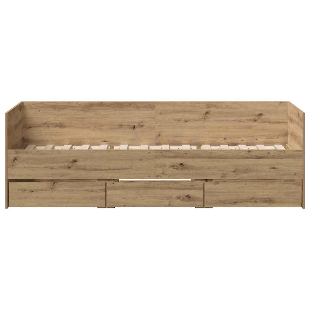 Dagbed met hoofdeinde Artisan Eiken 90 x 200 cm Bewerkt hout is nu te koop bij PeponiXL, paradijselijk wonen!