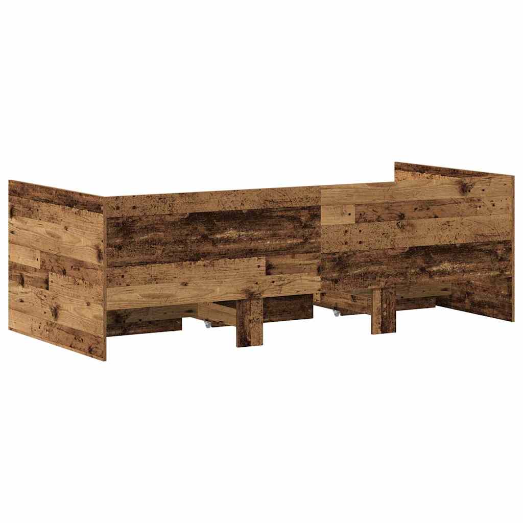 Dagbed met hoofdeinde Oud Hout 90 x 190 cm Bewerkt hout is nu te koop bij PeponiXL, paradijselijk wonen!