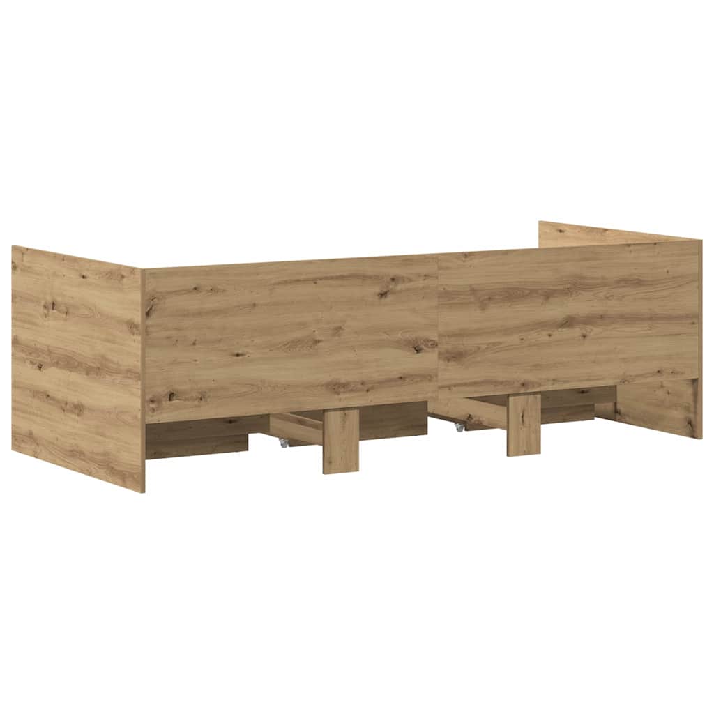 Dagbed met hoofdeinde Artisan Eiken 90 x 190 cm Bewerkt hout is nu te koop bij PeponiXL, paradijselijk wonen!