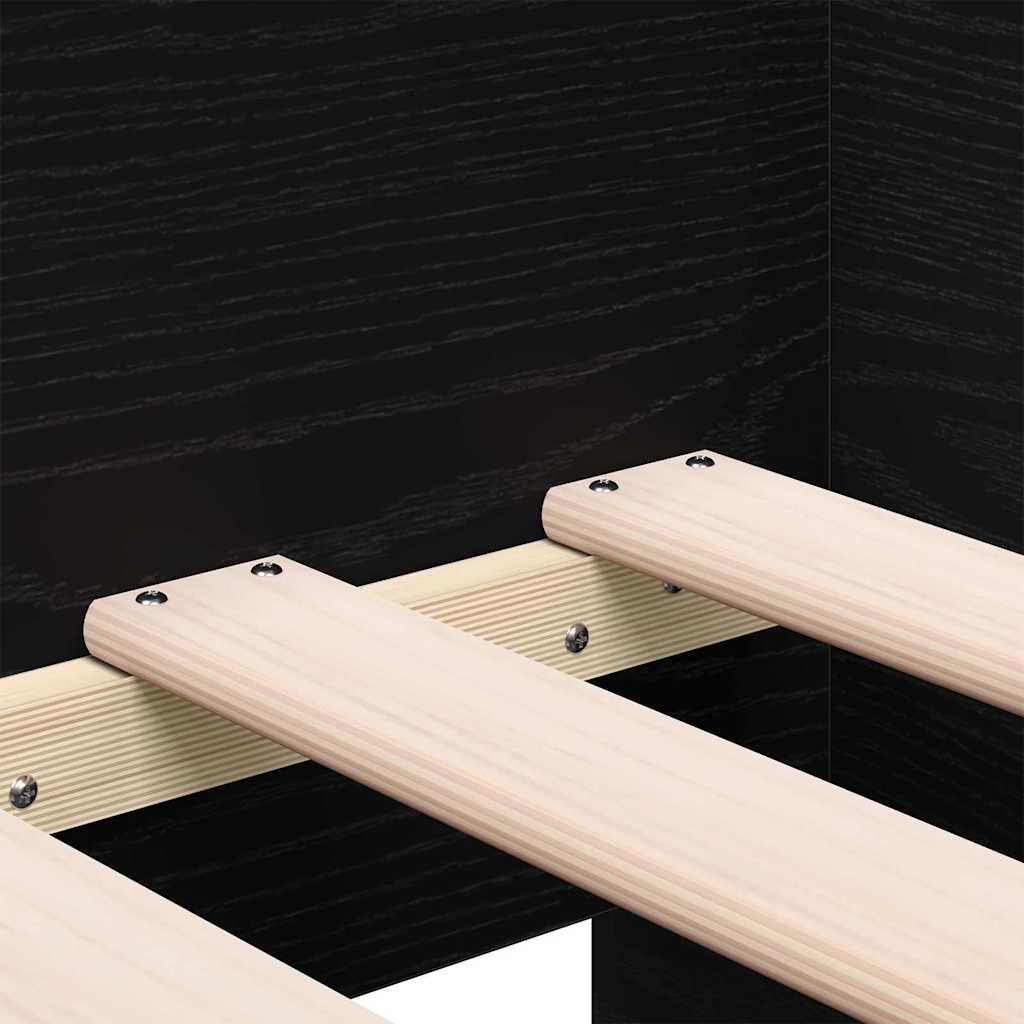 Dagbed met hoofdeinde Zwart Eiken 90 x 190 cm Bewerkt hout is nu te koop bij PeponiXL, paradijselijk wonen!