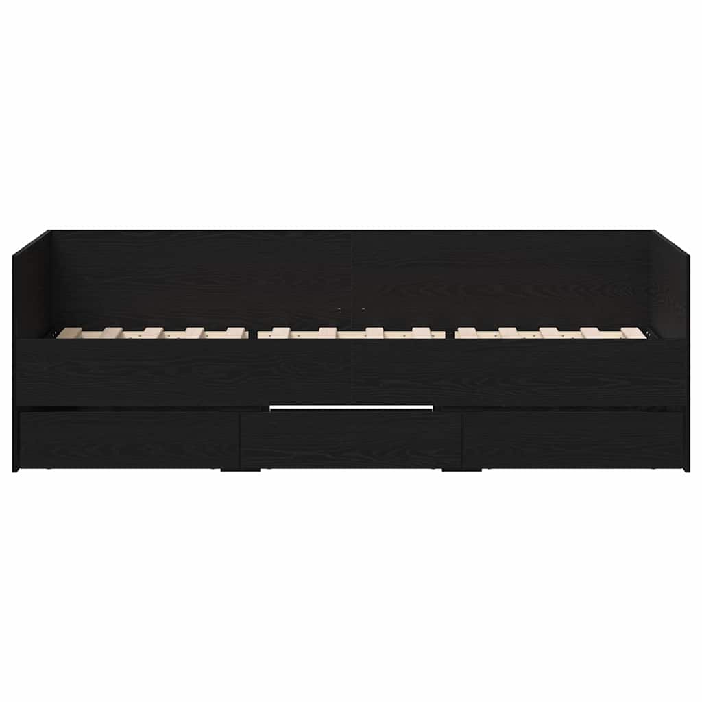 Dagbed met hoofdeinde Zwart Eiken 90 x 190 cm Bewerkt hout is nu te koop bij PeponiXL, paradijselijk wonen!