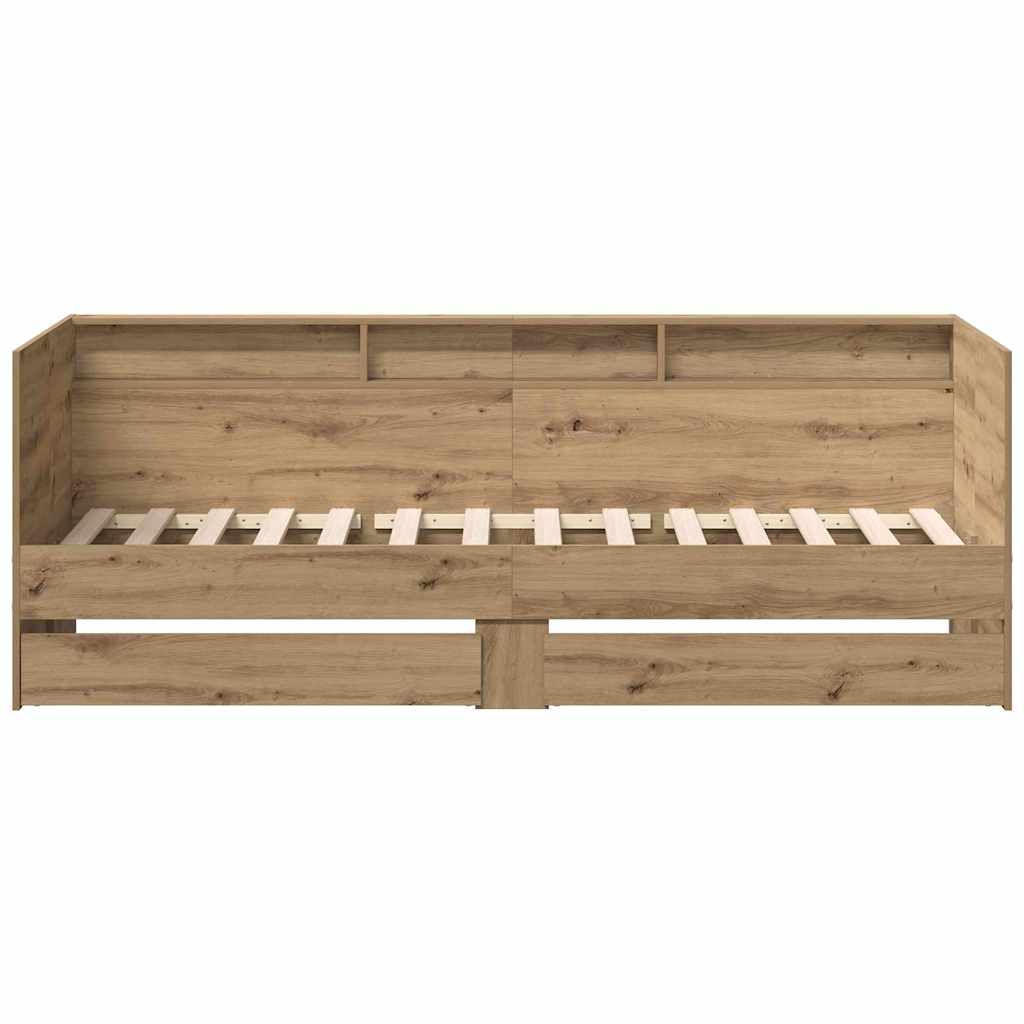 Dagbed met hoofdeinde Artisan Eiken 90 x 190 cm Bewerkt hout is nu te koop bij PeponiXL, paradijselijk wonen!