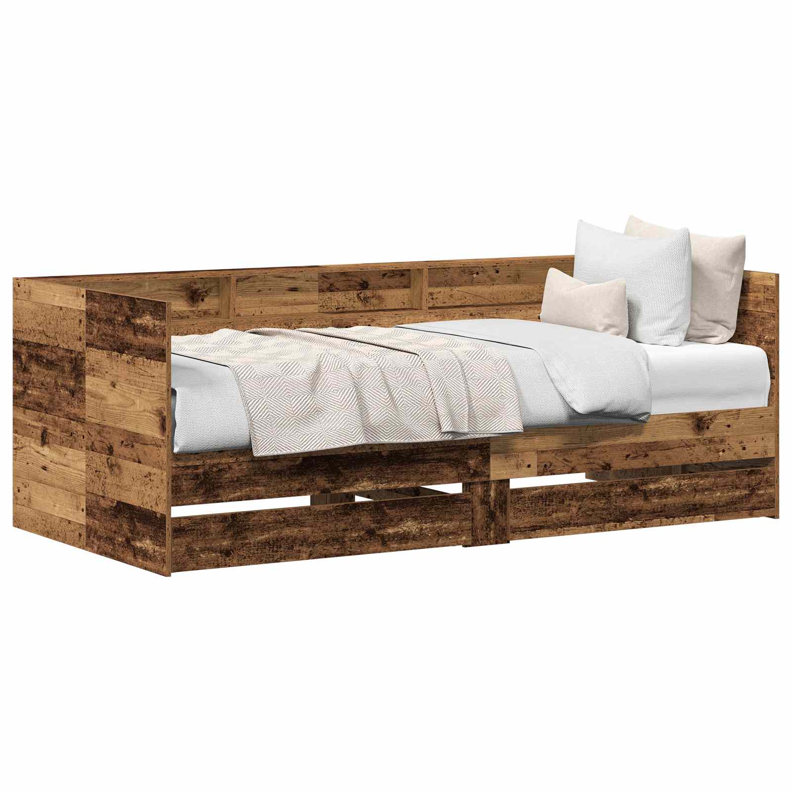 Dagbed met hoofdeinde Oud Hout 75 x 190 cm Bewerkt hout is nu te koop bij PeponiXL, paradijselijk wonen!