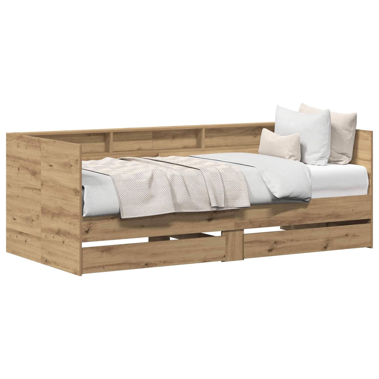 Dagbed met hoofdeinde Artisan Eiken 75 x 190 cm Bewerkt hout is nu te koop bij PeponiXL, paradijselijk wonen!