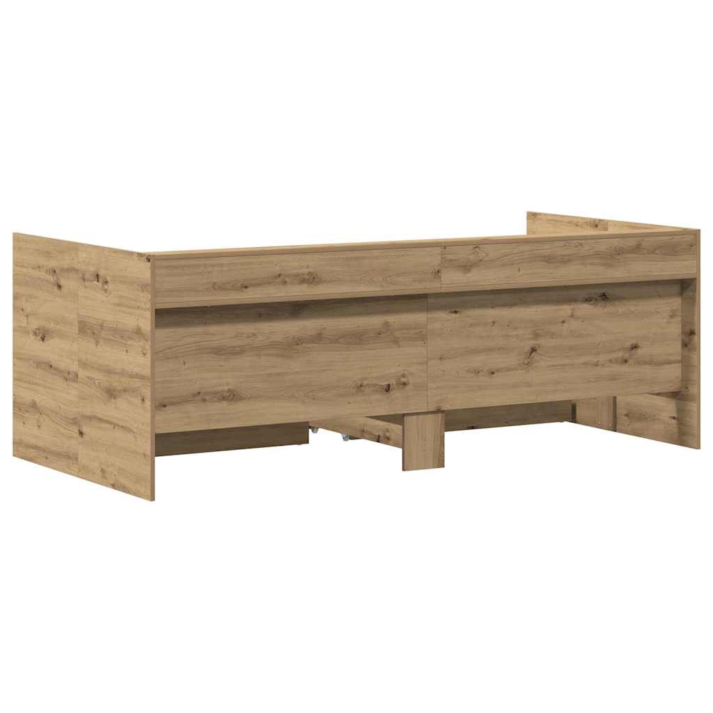 Dagbed met hoofdeinde Artisan Eiken 75 x 190 cm Bewerkt hout is nu te koop bij PeponiXL, paradijselijk wonen!