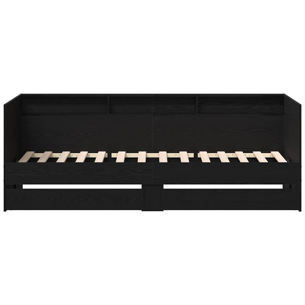 Dagbed met hoofdeinde Zwart Eiken 75 x 190 cm Bewerkt hout is nu te koop bij PeponiXL, paradijselijk wonen!