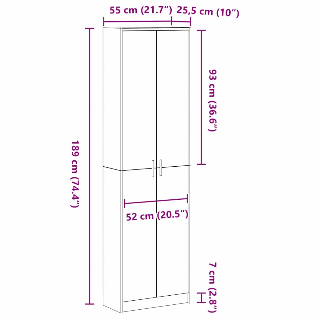 Kledingkast Grijs Sonoma 55 x 25 x 189 cm Bewerkt hout is nu te koop bij PeponiXL, paradijselijk wonen!