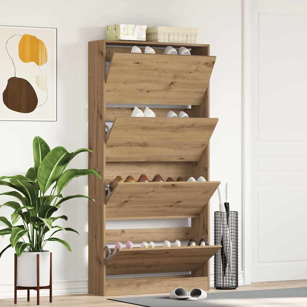Schoenenkast Artisan Eiken 80 x 21 x 163,5 cm Bewerkt hout is nu te koop bij PeponiXL, paradijselijk wonen!