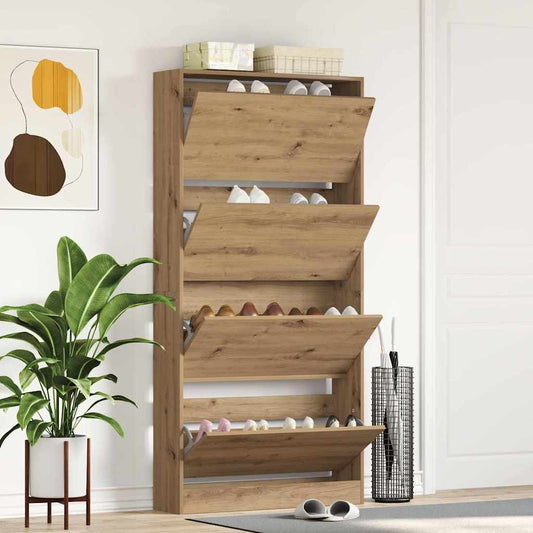 Schoenenkast Artisan Eiken 80 x 21 x 163,5 cm Bewerkt hout is nu te koop bij PeponiXL, paradijselijk wonen!