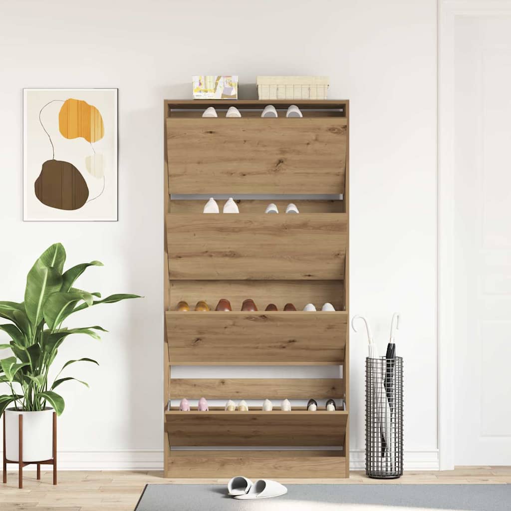 Schoenenkast Artisan Eiken 80 x 21 x 163,5 cm Bewerkt hout is nu te koop bij PeponiXL, paradijselijk wonen!
