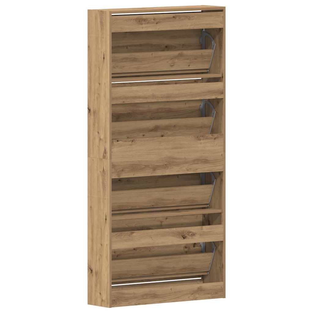 Schoenenkast Artisan Eiken 80 x 21 x 163,5 cm Bewerkt hout is nu te koop bij PeponiXL, paradijselijk wonen!