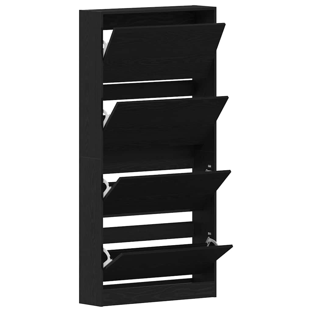 Schoenenkast Zwart Eiken 80 x 21 x 163,5 cm Bewerkt hout is nu te koop bij PeponiXL, paradijselijk wonen!