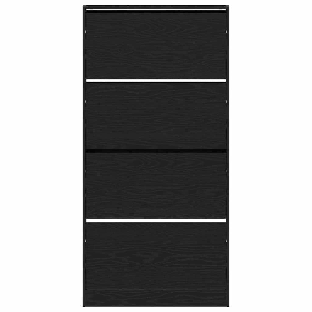 Schoenenkast Zwart Eiken 80 x 21 x 163,5 cm Bewerkt hout is nu te koop bij PeponiXL, paradijselijk wonen!