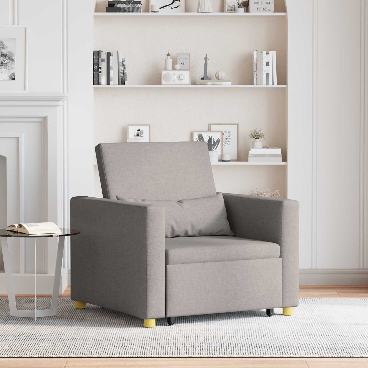 Uittrekbaar slaapbank eenpersoons Taupe 90 x 165 x 87 cm Stof is nu te koop bij PeponiXL, paradijselijk wonen!
