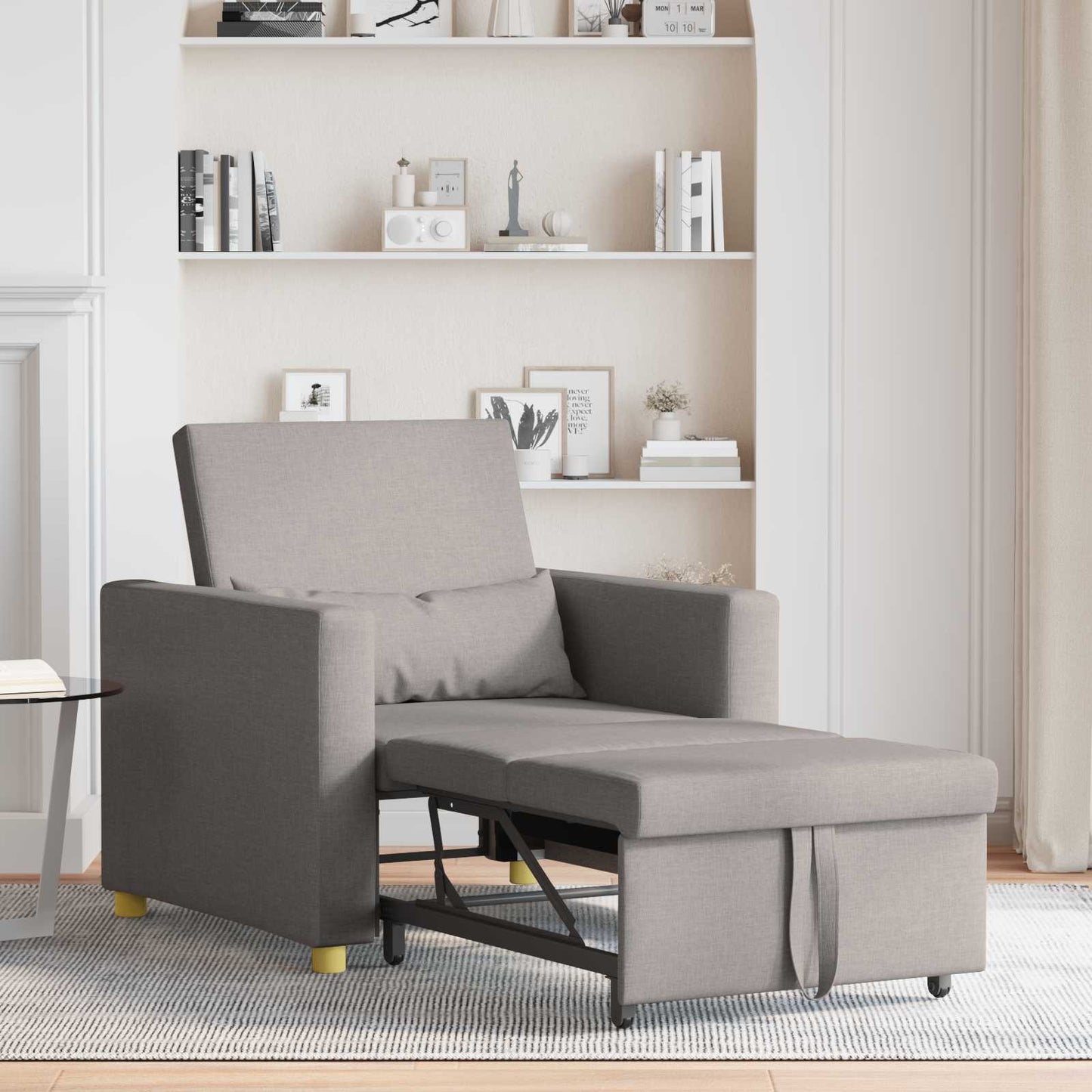Uittrekbaar slaapbank eenpersoons Taupe 90 x 165 x 87 cm Stof is nu te koop bij PeponiXL, paradijselijk wonen!