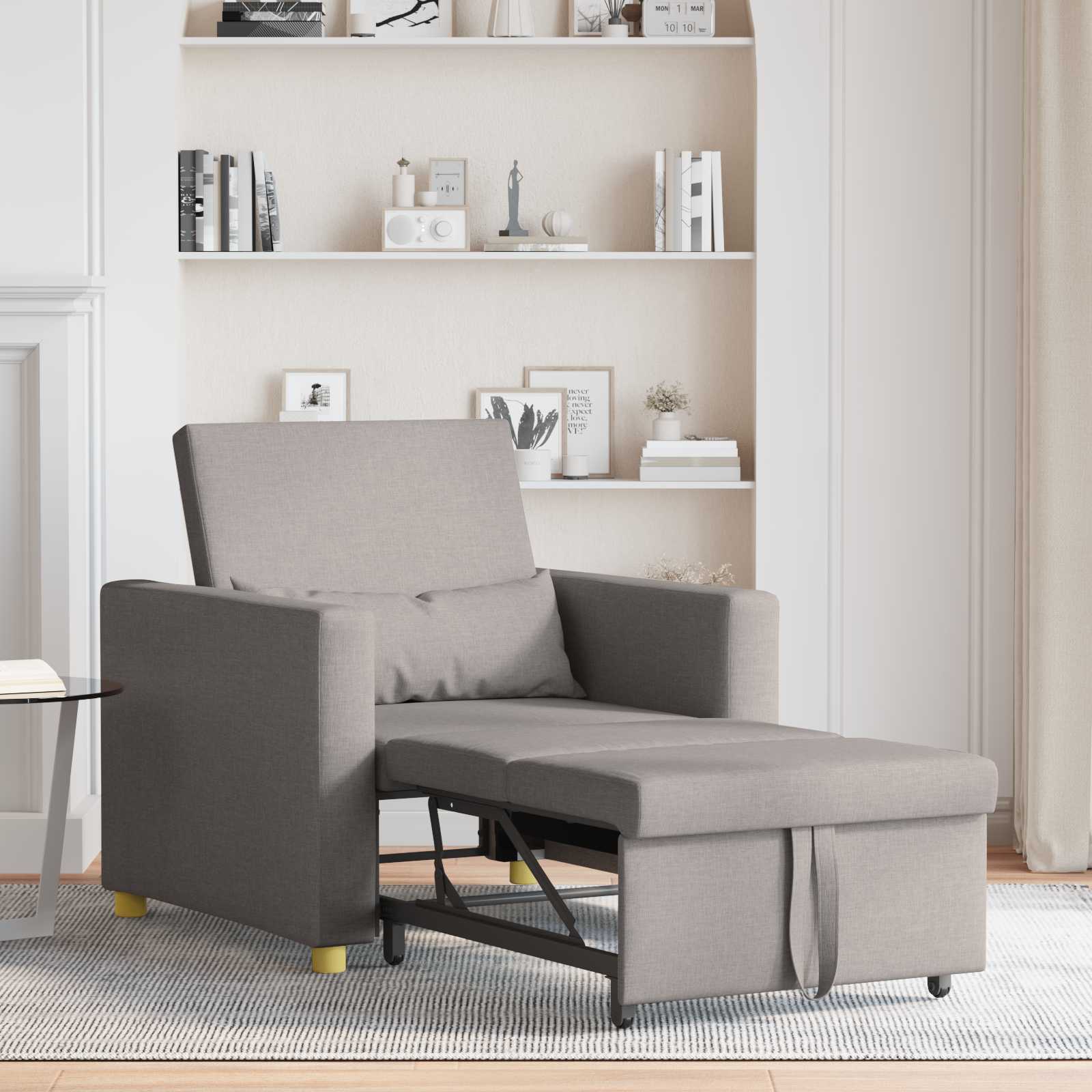 Uittrekbaar slaapbank eenpersoons Taupe 90 x 165 x 87 cm Stof is nu te koop bij PeponiXL, paradijselijk wonen!