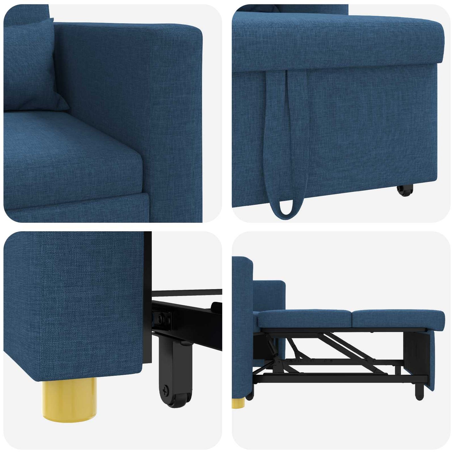 Uittrekbaar slaapbank eenpersoons Blauw 90 x 165 x 87 cm Stof is nu te koop bij PeponiXL, paradijselijk wonen!