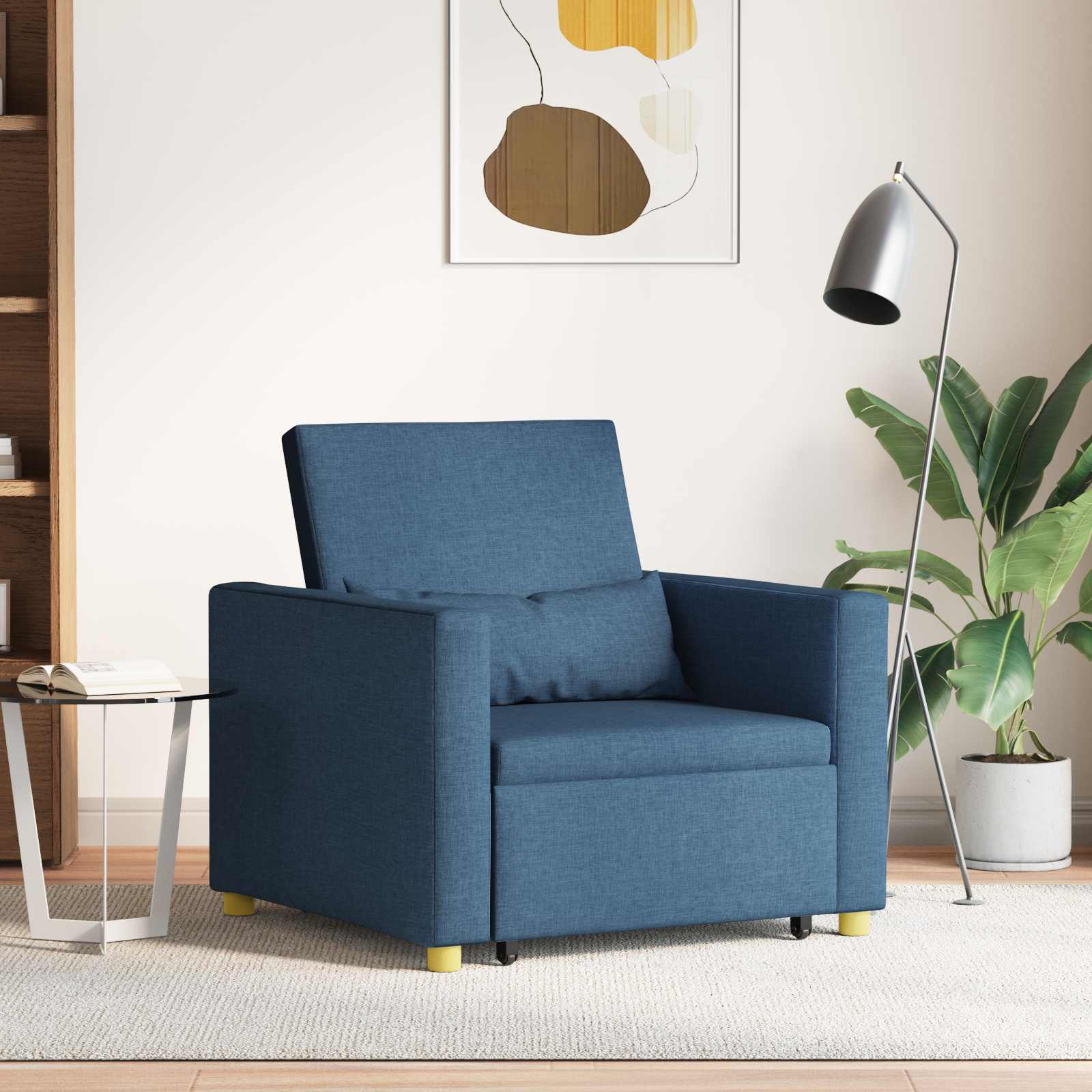 Uittrekbaar slaapbank eenpersoons Blauw 90 x 165 x 87 cm Stof is nu te koop bij PeponiXL, paradijselijk wonen!