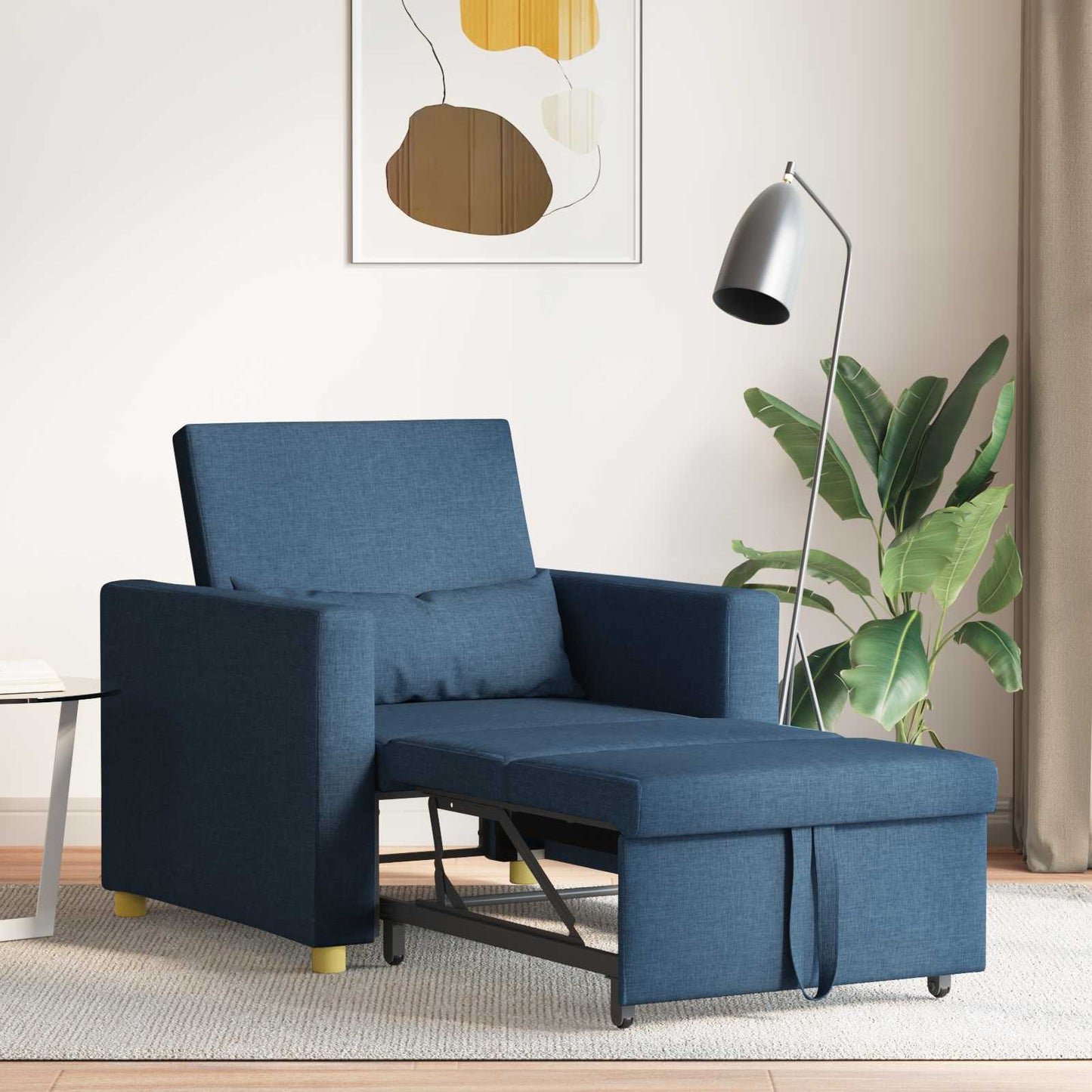 Uittrekbaar slaapbank eenpersoons Blauw 90 x 165 x 87 cm Stof is nu te koop bij PeponiXL, paradijselijk wonen!