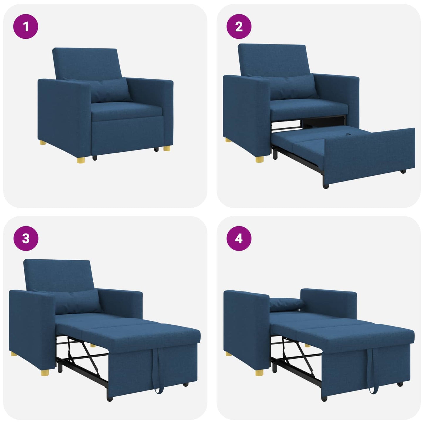 Uittrekbaar slaapbank eenpersoons Blauw 90 x 165 x 87 cm Stof is nu te koop bij PeponiXL, paradijselijk wonen!
