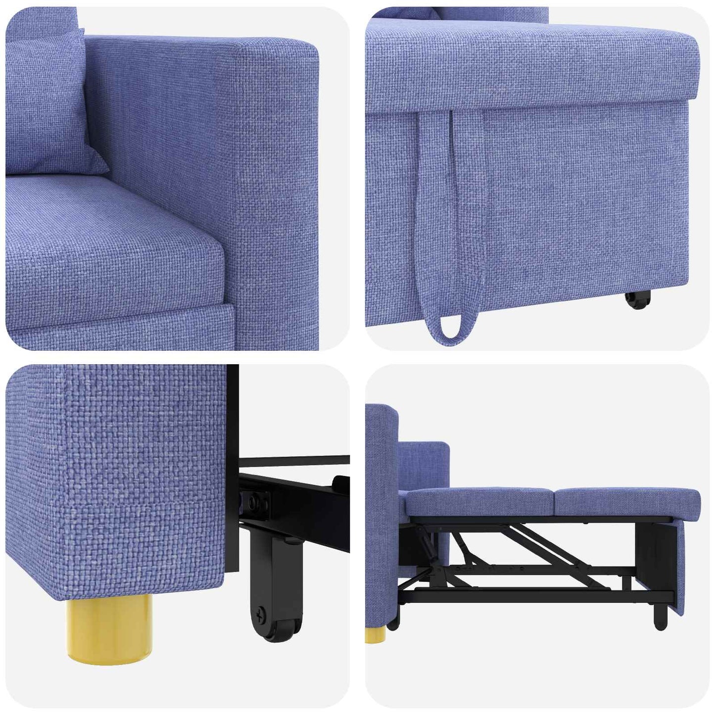 Uittrekbaar slaapbank eenpersoons Jeans blauw 90 x 165 x 87 cm is nu te koop bij PeponiXL, paradijselijk wonen!