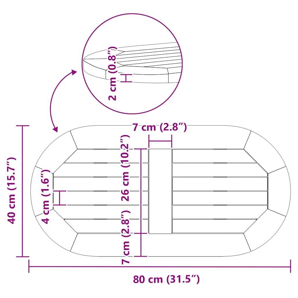 Tafelblad Olie naturel 80 x 40 x 2 cm Massief Acaciahout is nu te koop bij PeponiXL, paradijselijk wonen!