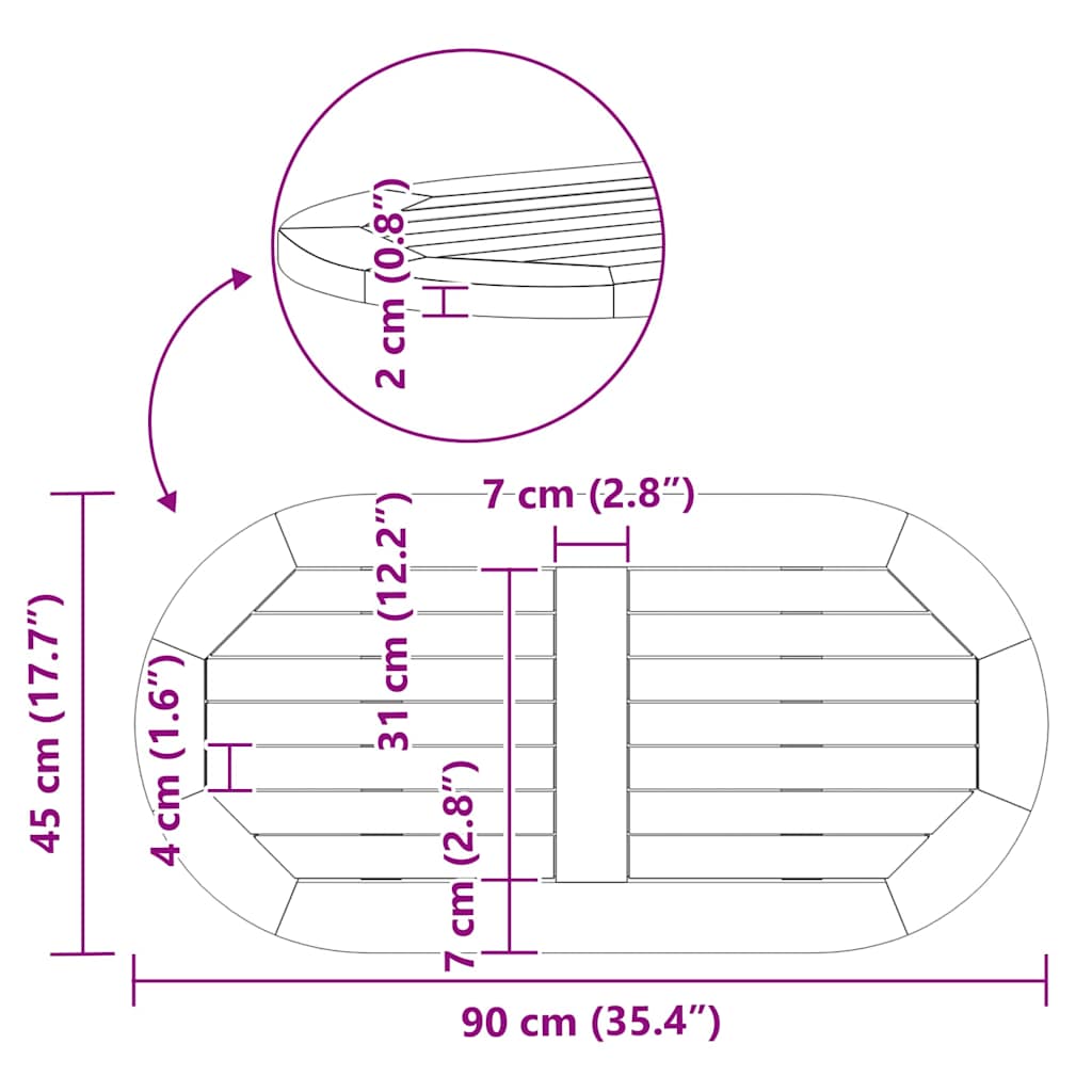 Tafelblad Olie naturel 90 x 45 x 2 cm Massief Acaciahout is nu te koop bij PeponiXL, paradijselijk wonen!