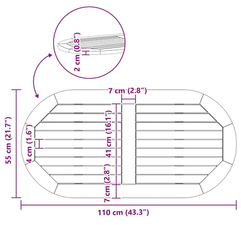 Tafelblad Olie naturel 110 x 55 x 2 cm Massief Acaciahout is nu te koop bij PeponiXL, paradijselijk wonen!