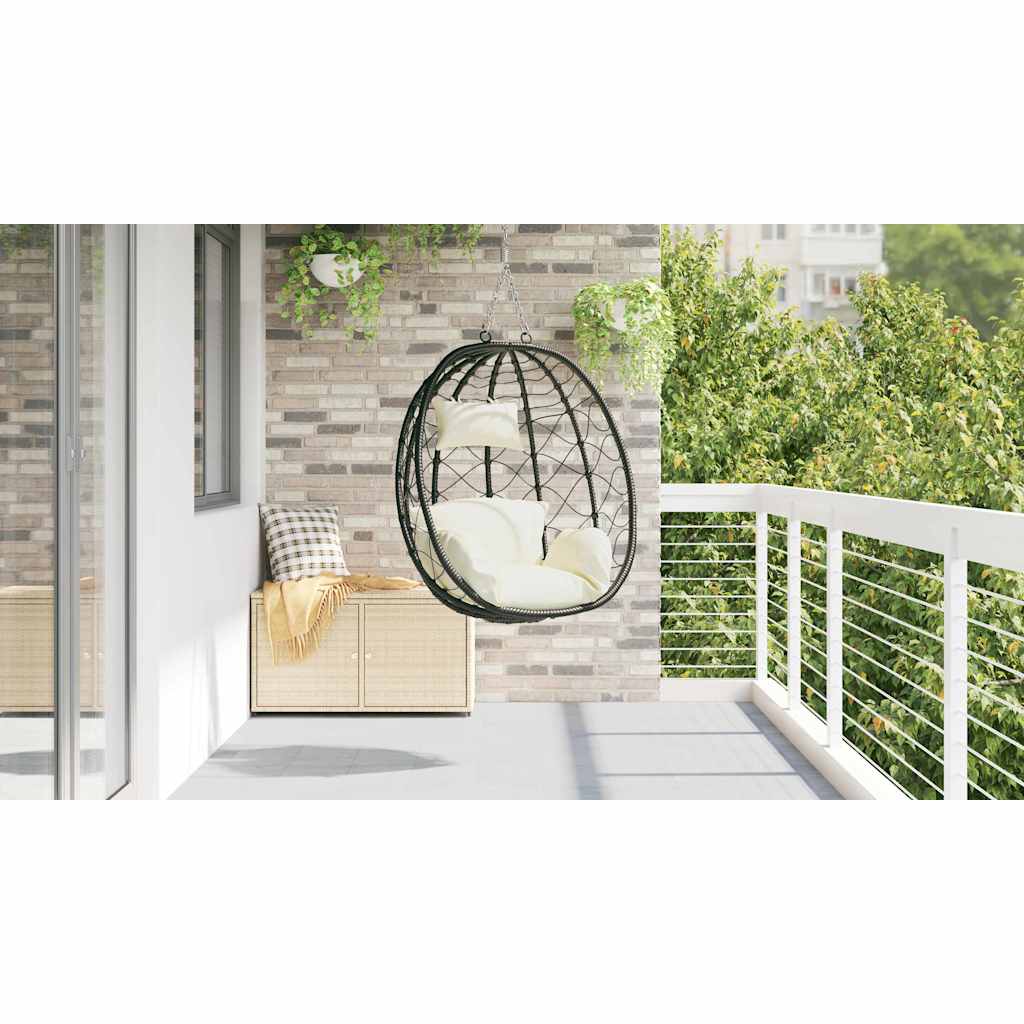 Hangende ei-stoel Crèmewit 91,5 x 54,5 x 107 cm poly rattan is nu te koop bij PeponiXL, paradijselijk wonen!