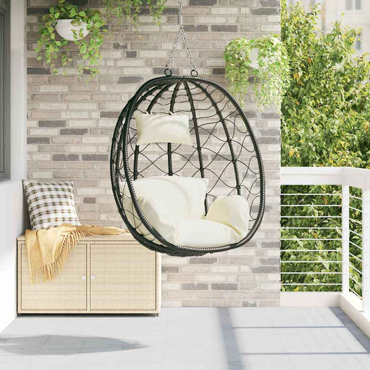 Hangende ei-stoel Crèmewit 91,5 x 60 x 110 cm poly rattan is nu te koop bij PeponiXL, paradijselijk wonen!