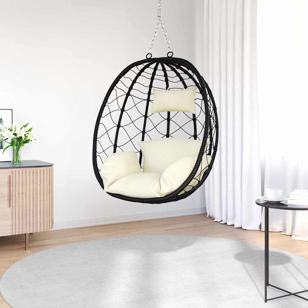 Hangende ei-stoel Crèmewit 91,5 x 54,5 x 107 cm poly rattan is nu te koop bij PeponiXL, paradijselijk wonen!
