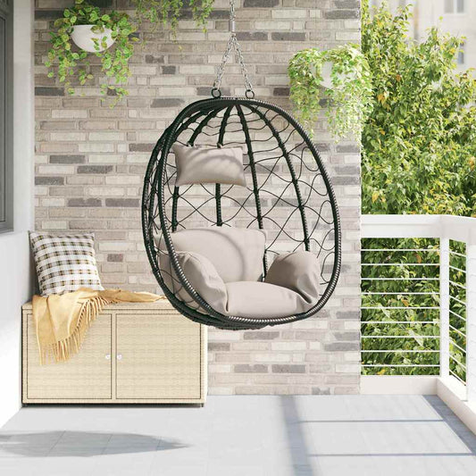 Hangende ei-stoel Taupe 91,5 x 60 x 110 cm poly rattan is nu te koop bij PeponiXL, paradijselijk wonen!