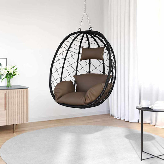 Hangende ei-stoel Koffiebruin 91,5 x 60 x 110 cm poly rattan is nu te koop bij PeponiXL, paradijselijk wonen!