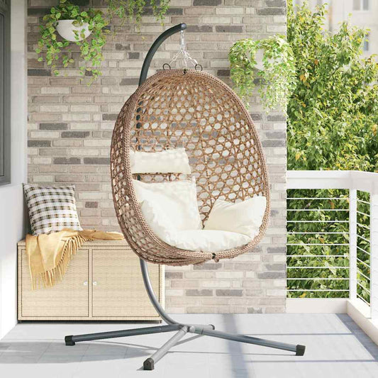 Hangende ei-stoel Licht crème 104 x 100 x 191 cm poly rattan is nu te koop bij PeponiXL, paradijselijk wonen!