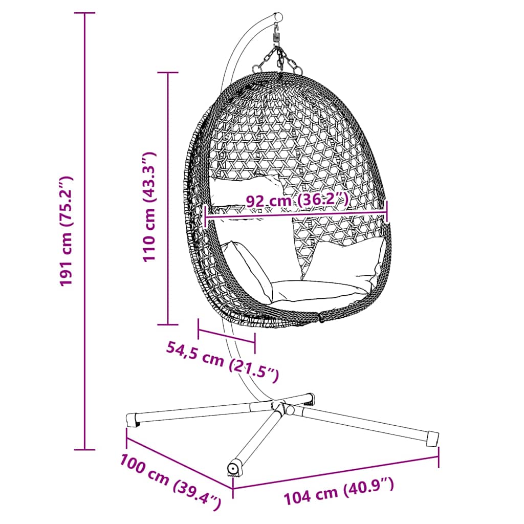 Hangende ei-stoel Licht crème 104 x 100 x 191 cm poly rattan is nu te koop bij PeponiXL, paradijselijk wonen!