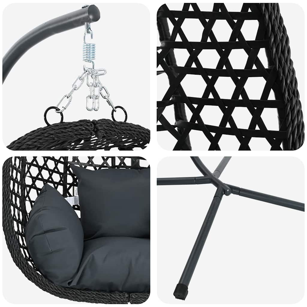 Hangende ei-stoel Antraciet en zwart 104 x 100 x 191 cm is nu te koop bij PeponiXL, paradijselijk wonen!