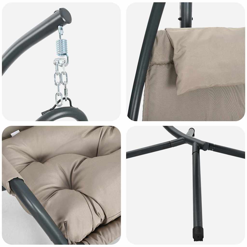 Hangende ei-stoel Taupe 94 x 107 x 196,5 cm Staal is nu te koop bij PeponiXL, paradijselijk wonen!