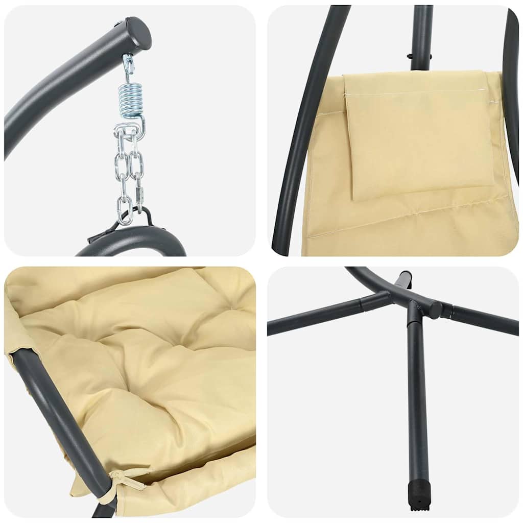 Hangende ei-stoel Beige 94 x 107 x 196.5 cm Staal is nu te koop bij PeponiXL, paradijselijk wonen!