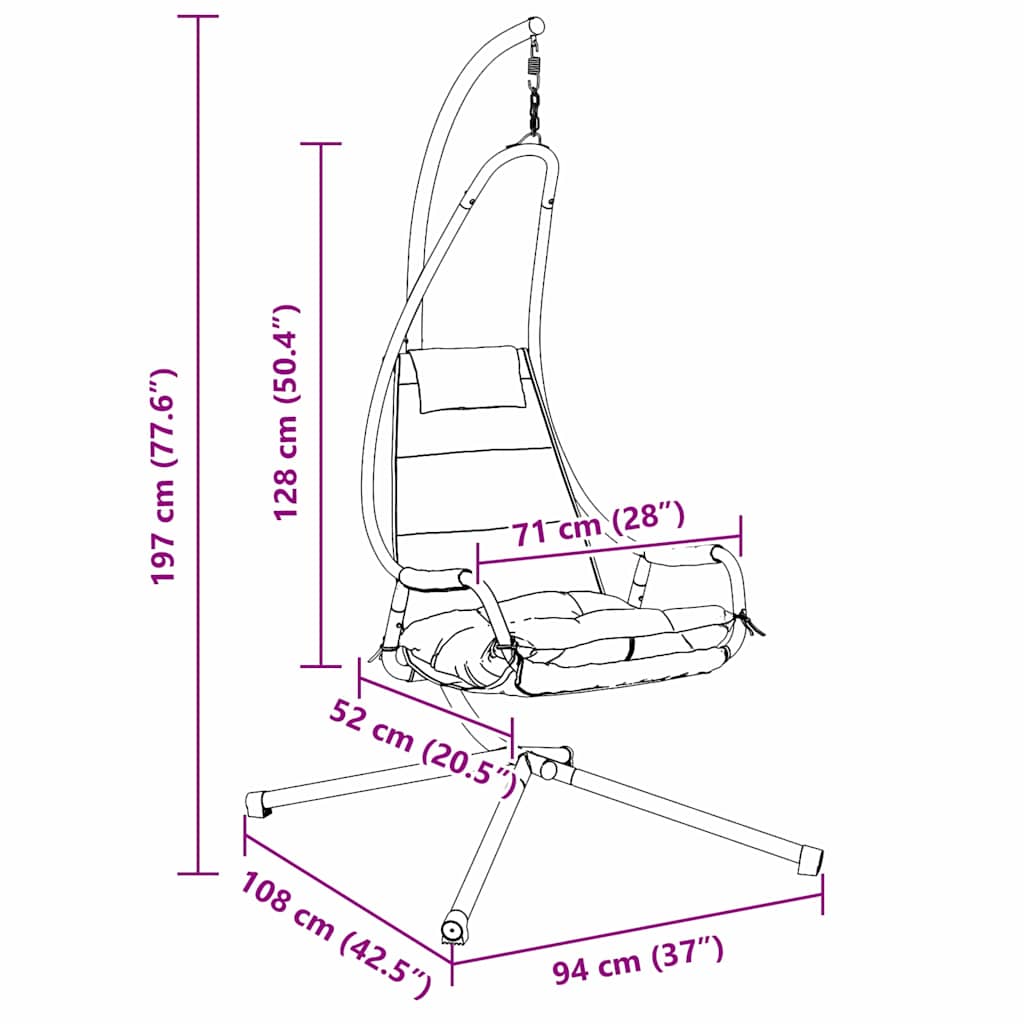 Hangende ei-stoel Beige 94 x 107 x 196.5 cm Staal is nu te koop bij PeponiXL, paradijselijk wonen!