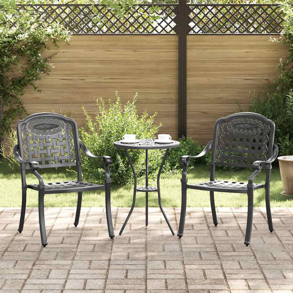 Tuinstoel 2 pcs Zwart 55 x 56,5 x 91cm Aluminium is nu te koop bij PeponiXL, paradijselijk wonen!