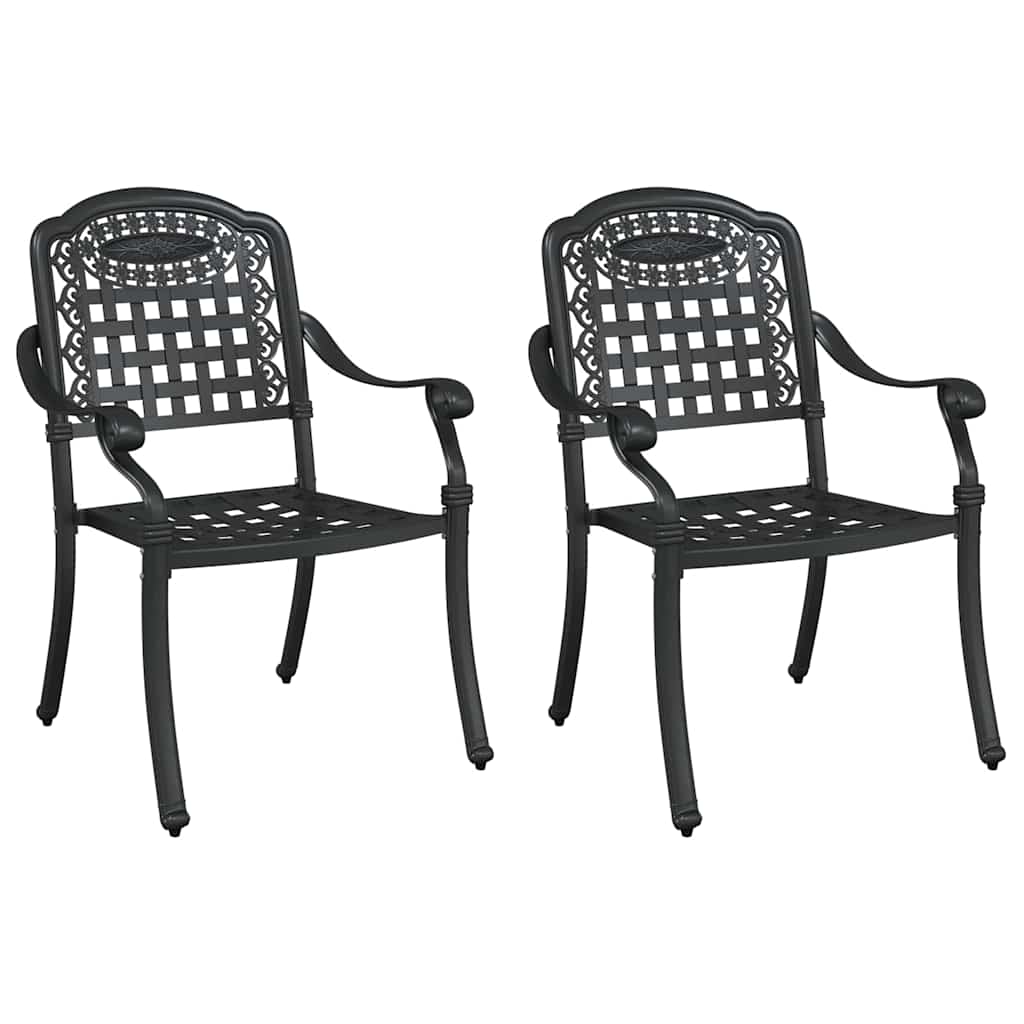 Tuinstoel 2 pcs Zwart 55 x 56,5 x 91cm Aluminium is nu te koop bij PeponiXL, paradijselijk wonen!
