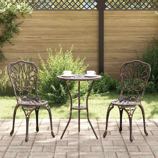 Tuin Bistro Set 3 pcs Brons Aluminium is nu te koop bij PeponiXL, paradijselijk wonen!