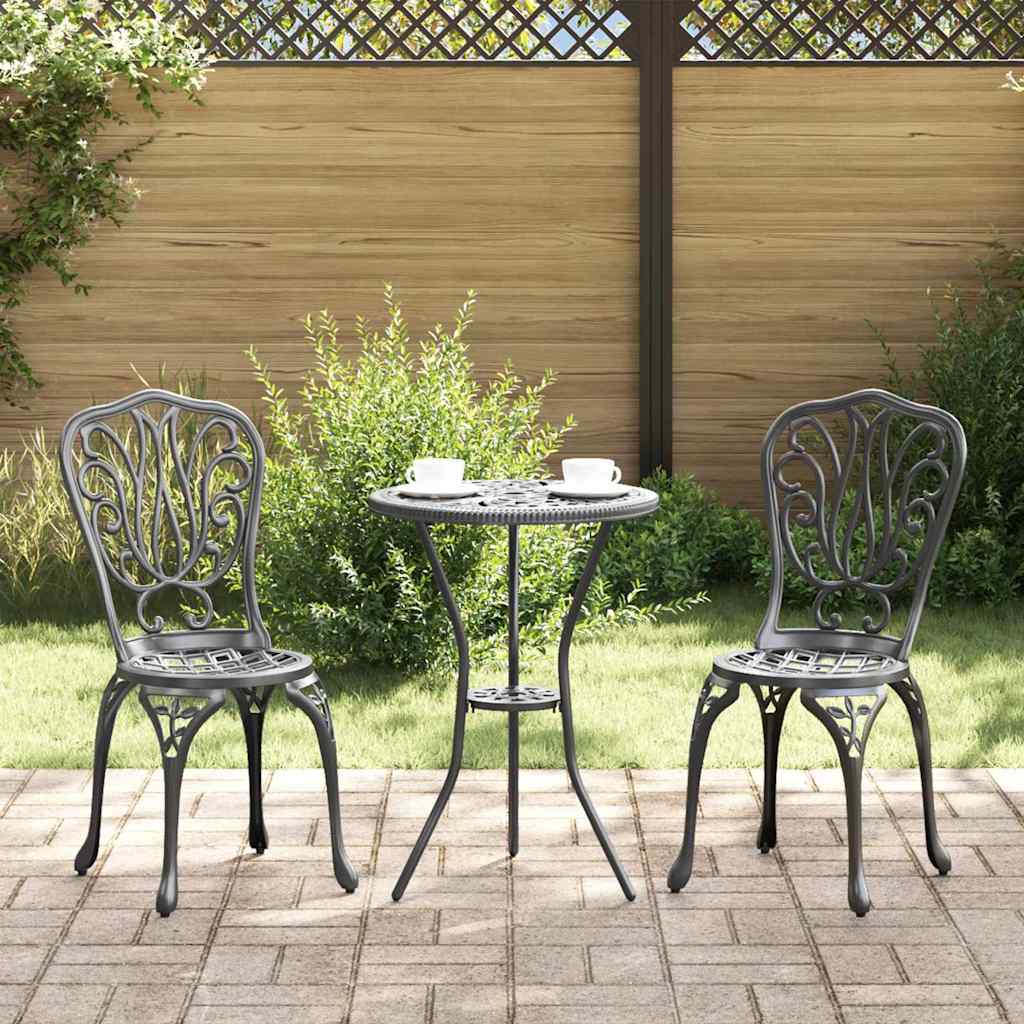 Tuin Bistro Set 3 pcs Zwart Aluminium is nu te koop bij PeponiXL, paradijselijk wonen!