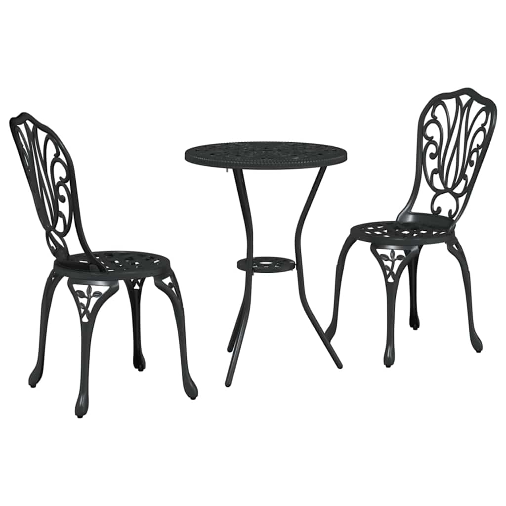 Tuin Bistro Set 3 pcs Zwart Aluminium is nu te koop bij PeponiXL, paradijselijk wonen!