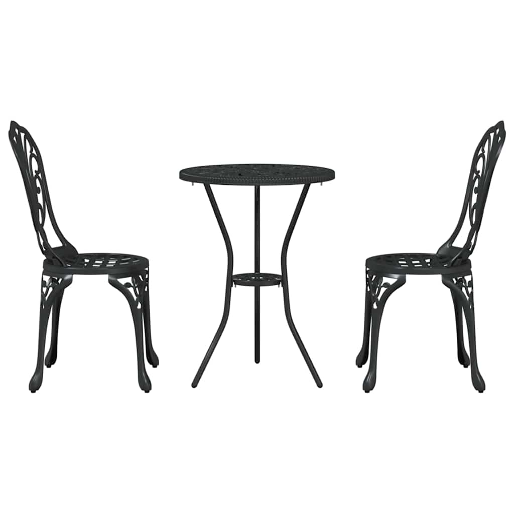 Tuin Bistro Set 3 pcs Zwart Aluminium is nu te koop bij PeponiXL, paradijselijk wonen!