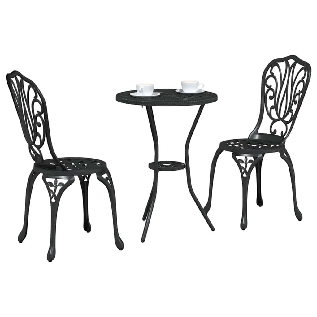 Tuin Bistro Set 3 pcs Zwart Aluminium is nu te koop bij PeponiXL, paradijselijk wonen!