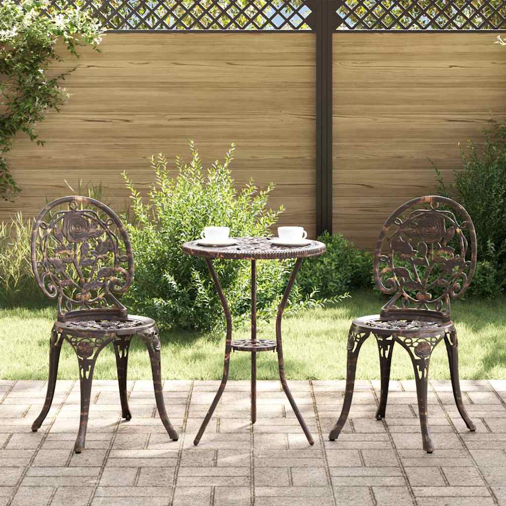 Tuin Bistro Set 3 pcs Brons Aluminium is nu te koop bij PeponiXL, paradijselijk wonen!