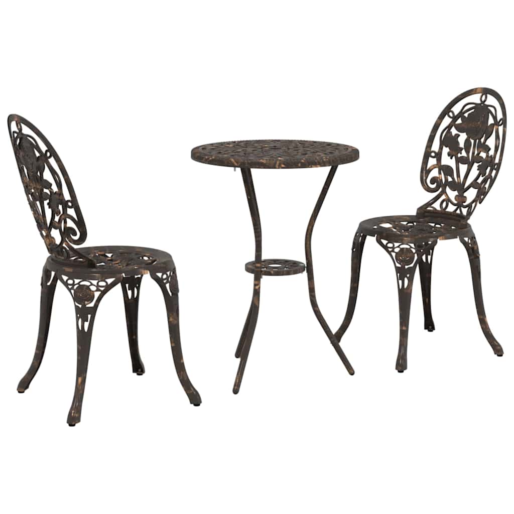 Tuin Bistro Set 3 pcs Brons Aluminium is nu te koop bij PeponiXL, paradijselijk wonen!